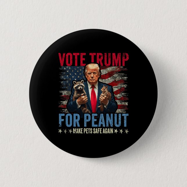 Macaron Rond 5 Cm Vote Trump For Peanut L'Écureuil Rendre Les Animau (Devant)