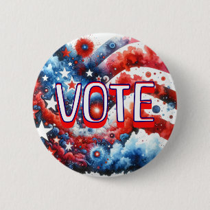 Macaron Rond 5 Cm Votes patriotiques rouge, blanc et bleu