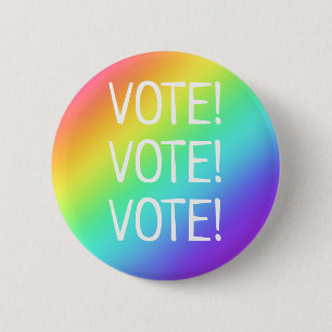 Macaron Rond 5 Cm Votez ! Bouton arc-en-ciel