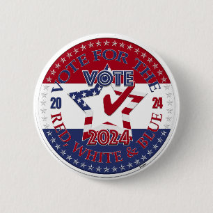 Macaron Rond 5 Cm Votez pour le Rouge, Blanc et Bleu en 2024 VOTE Ét