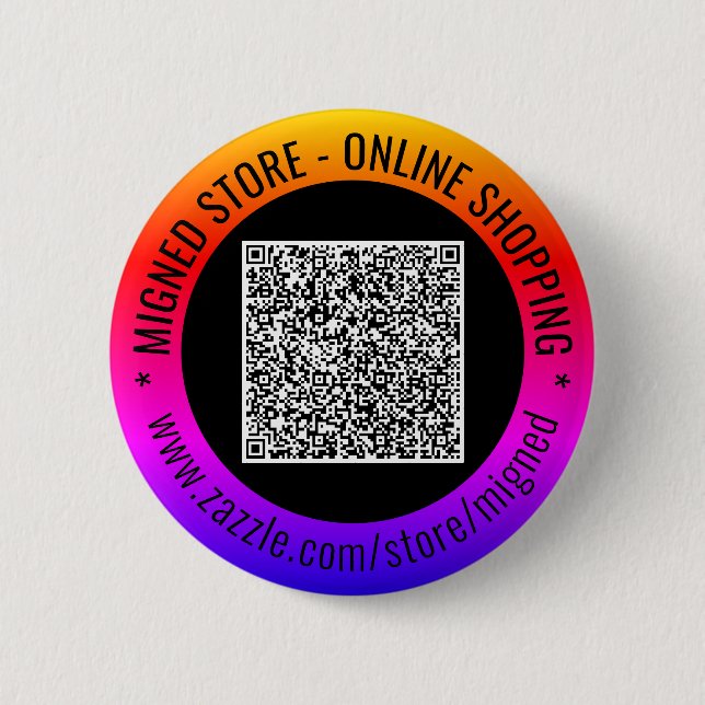Macaron Rond 5 Cm Votre code QR Texte personnalisé Bouton promotionn (Devant)