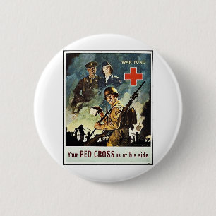 Macaron Rond 5 Cm Votre Croix-Rouge est sur son côté