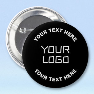 Macaron Rond 5 Cm Votre logo ou image et texte modifiable Noir et
