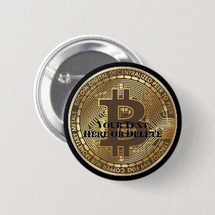 Macaron Rond 5 Cm Votre monnaie de chiffrement Bitcoin d'or Texte/Co