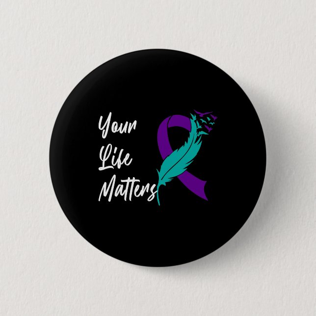 Macaron Rond 5 Cm Votre vie compte Ruban N Sensibilisation au suicid (Devant)