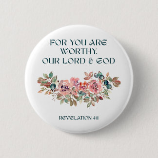 Macaron Rond 5 Cm Vous êtes digne — Bouton floral aquarelle