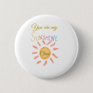 Macaron Rond 5 Cm vous êtes mon soleil jaune orange rayons de soleil