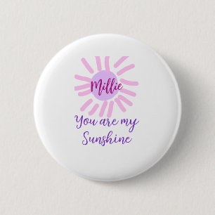Macaron Rond 5 Cm vous êtes mon soleil violet rose pastel rayons de