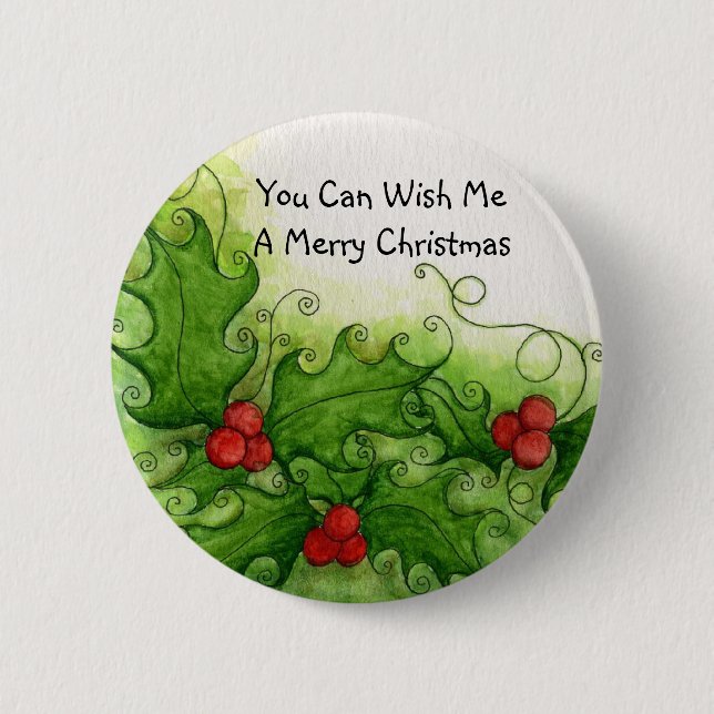 Macaron Rond 5 Cm Vous pouvez me souhaiter un bouton de Joyeux Noël (Devant)