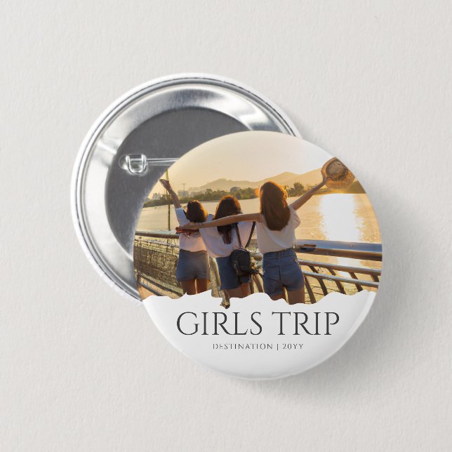 Macaron Rond 5 Cm Voyage Chic Girls | Filles week-end Photo personna (Devant & derrière)