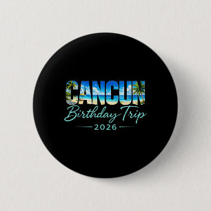 Macaron Rond 5 Cm Voyage d'anniversaire à Cancun 2026 Vacances au Me