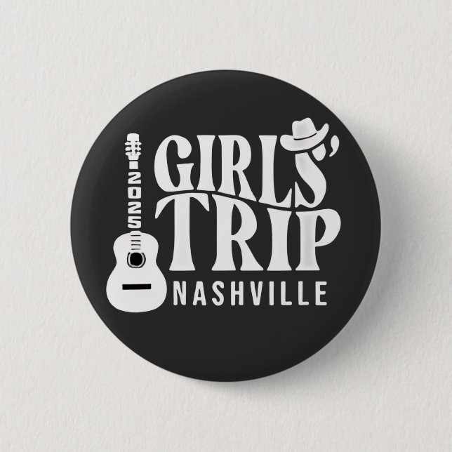 Macaron Rond 5 Cm Voyage entre filles à Nashville 2025 Été  (Devant)