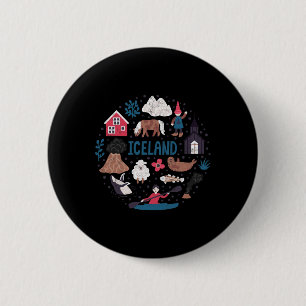 Macaron Rond 5 Cm Voyage Europe Islande Reykjavik Famille Vacances S