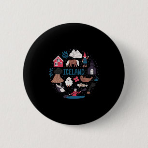 Macaron Rond 5 Cm Voyage Europe Islande Reykjavik Vacances en Famill