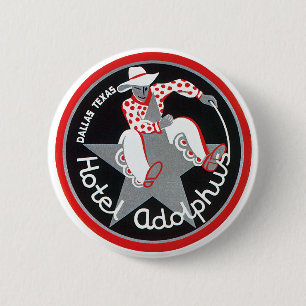 Macaron Rond 5 Cm Voyage Vintage, Hôtel Adolphus à Dallas, Texas