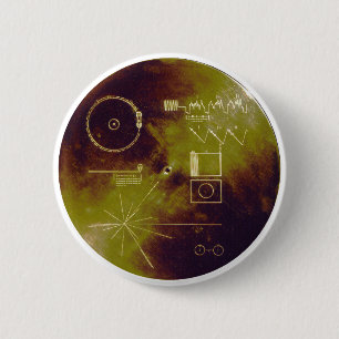 Macaron Rond 5 Cm Voyager 1 and 2 Golden Record Sounds of Earth