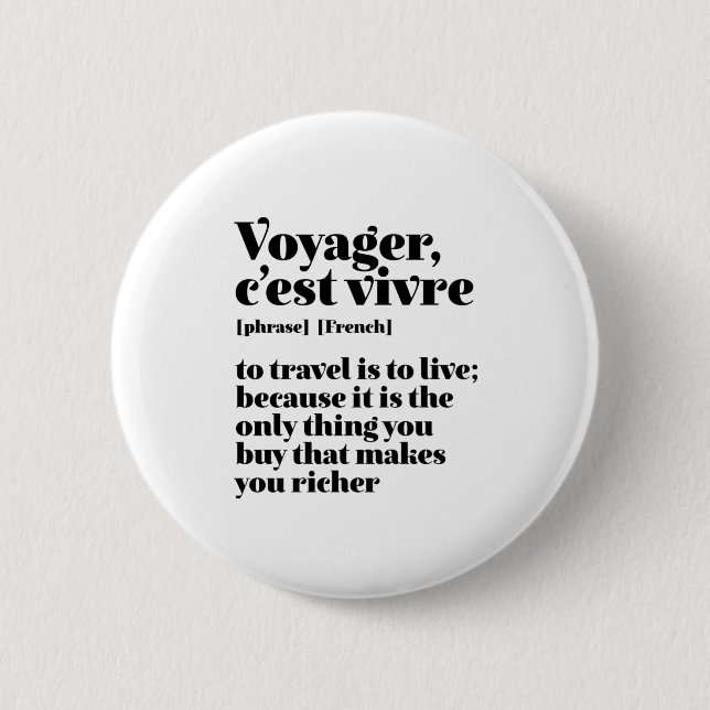 Macaron Rond 5 Cm Voyager français inspiré Voyager C'est Vivre (Devant)