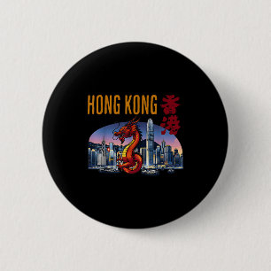 Macaron Rond 5 Cm Voyageur à Hong Kong Année du Dragon Victoria Harb