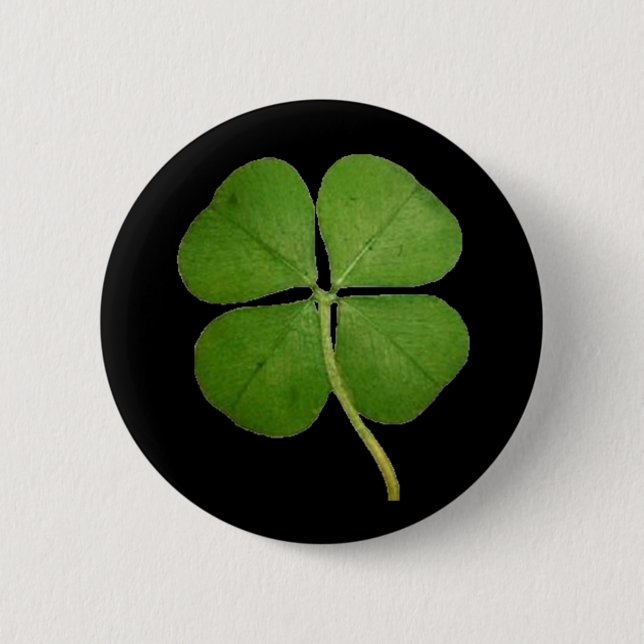 Macaron Rond 5 Cm Vrai Shamrock de fermeture à 4 feuilles noir (Devant)