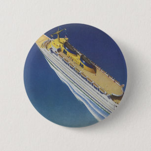 Macaron Rond 5 Cm Vue aérienne d'un bateau de croisière Vintage dans
