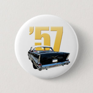 Macaron Rond 5 Cm 'Vue arrière de l'Aire de bel de 57 Chevy