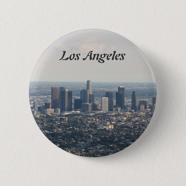 Macaron Rond 5 Cm Vue de Los Angeles du centre (Devant)