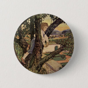 Macaron Rond 5 Cm Vue des arbres par Jessie Willcox Smith