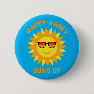 Macaron Rond 5 Cm Wakey-Wakey Sun’s Up - Soleil souriant