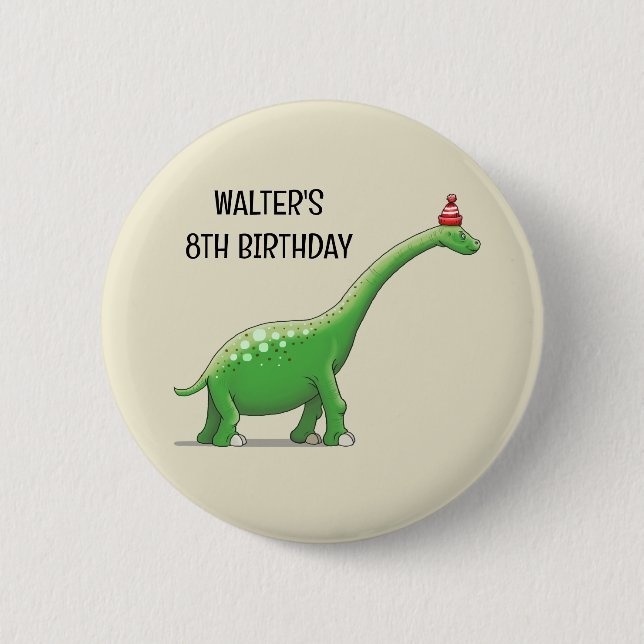 Macaron Rond 5 Cm Walter le Dinosaur (Devant)