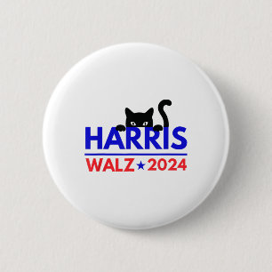Macaron Rond 5 Cm Walz 2024 Drôle Chat Élection Kamala Harris Tim Wa
