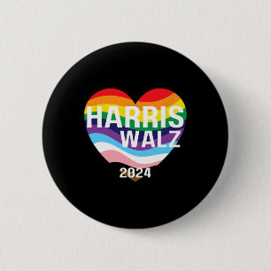 Macaron Rond 5 Cm Walz 2024 Gay pride Lgbtq Rainbow Kamala Harris 1