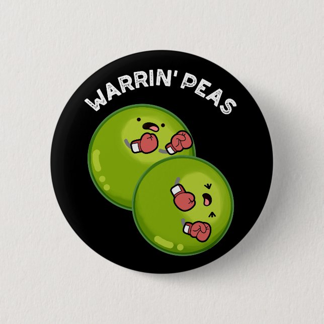 Macaron Rond 5 Cm Warrin Peace Funny Pea Pun Dark BG (Devant)