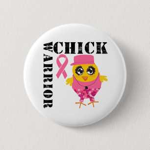 Macaron Rond 5 Cm Warrior Chick Breast Cancer