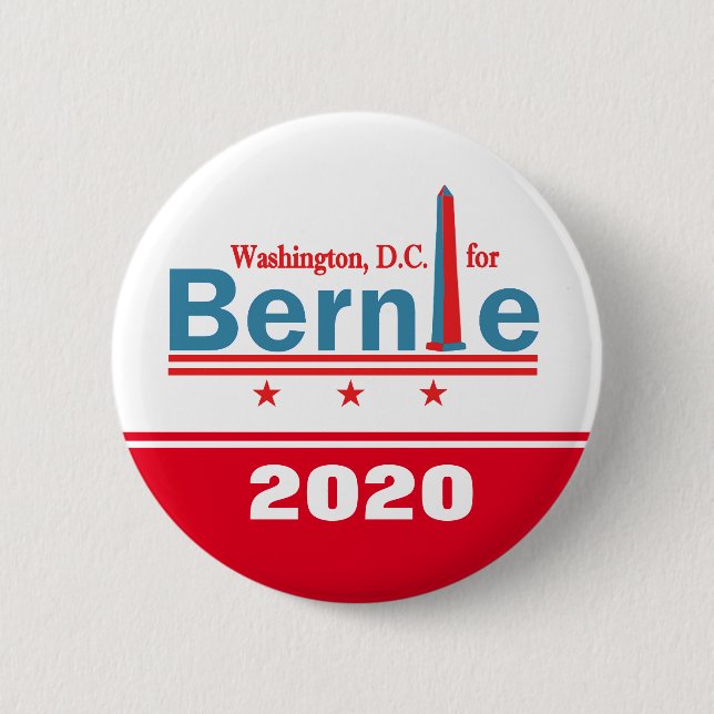 Macaron Rond 5 Cm Washington, D.C. pour Bernie 2020 (Devant)