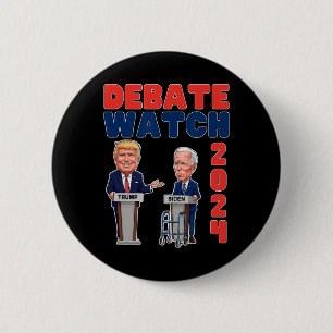 Macaron Rond 5 Cm Watch Party 2024 - Trump Biden - Président - Elect