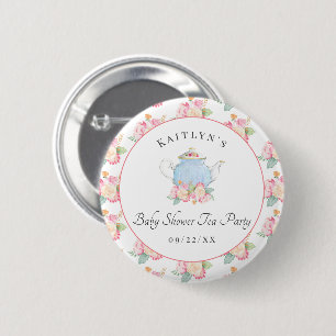 Macaron Rond 5 Cm Watercolor Floral Tea Party   BABY SHOWER