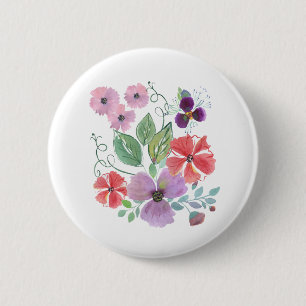 Macaron Rond 5 Cm Watercolor flowers