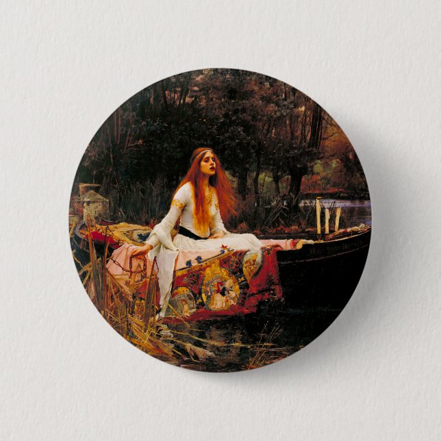 Macaron Rond 5 Cm Waterhouse Lady of Shalott (Devant)