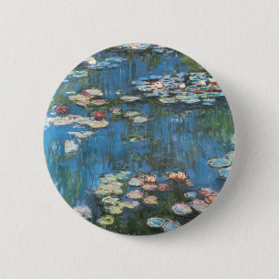 Macaron Rond 5 Cm Waterlilies by Claude Monet, Vintage Impressionism