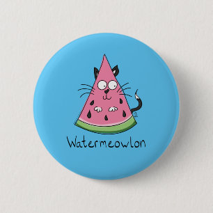 Macaron Rond 5 Cm Watermeowlon Watermelon Cat Funny Button Pin