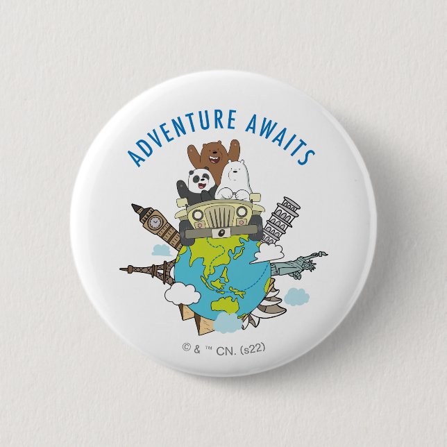 Macaron Rond 5 Cm We Bare Bears - Adventure Await (Devant)