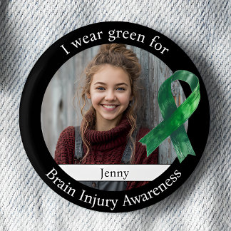 Macaron Rond 5 Cm Wear Green for Brain Injury Awareness Photo