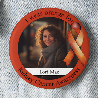 Macaron Rond 5 Cm Wear Orange for Kidney Cancer Awareness Photo