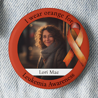 Macaron Rond 5 Cm Wear Orange for Leukemia Awareness Photo