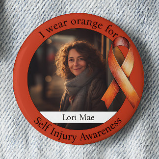 Macaron Rond 5 Cm Wear Orange for Self Injury Awareness Photo