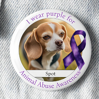Macaron Rond 5 Cm Wear Purple for Animal Abuse Awareness Photo