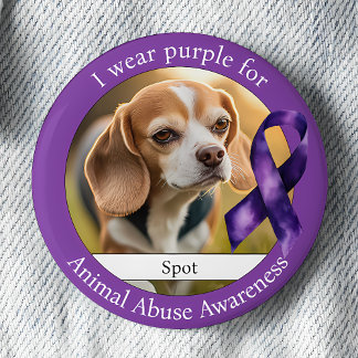Macaron Rond 5 Cm Wear Purple for Animal Abuse Awareness Photo