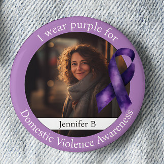 Macaron Rond 5 Cm Wear Purple for Domestic Violence Awareness