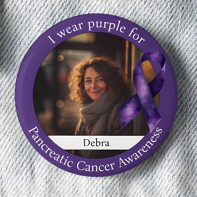Macaron Rond 5 Cm Wear Purple for Pancreatic Cancer Awareness Photo (Créateur téléchargé)