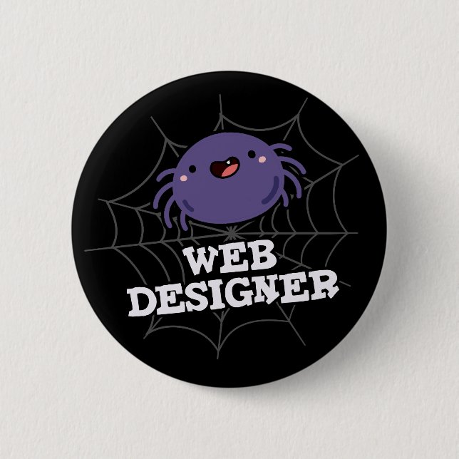 Macaron Rond 5 Cm Web Designer Funny Spider Pun Dark BG (Devant)